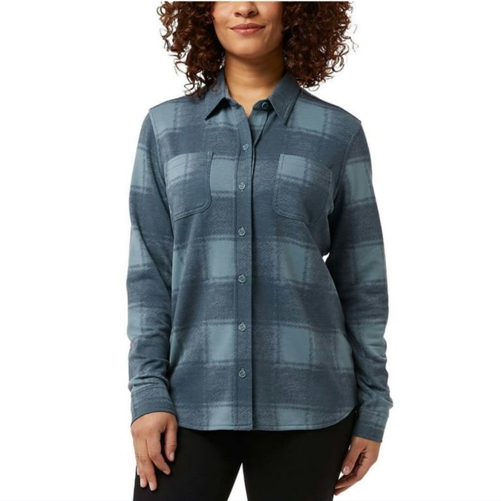 32 Degrees Women's 4-way Stretch Soft Button-Up Shirt (Green, S)